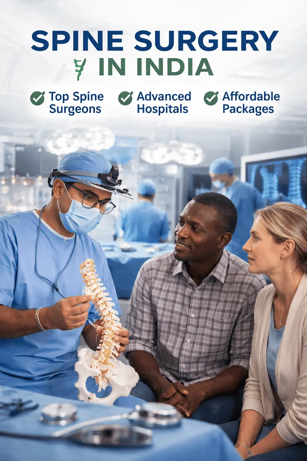 Doctor explaining about spine surgery in India